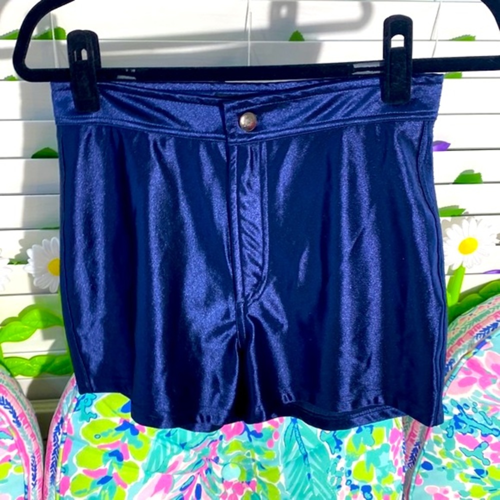I Love Sia dark blue satiny sheen stretchy shorts